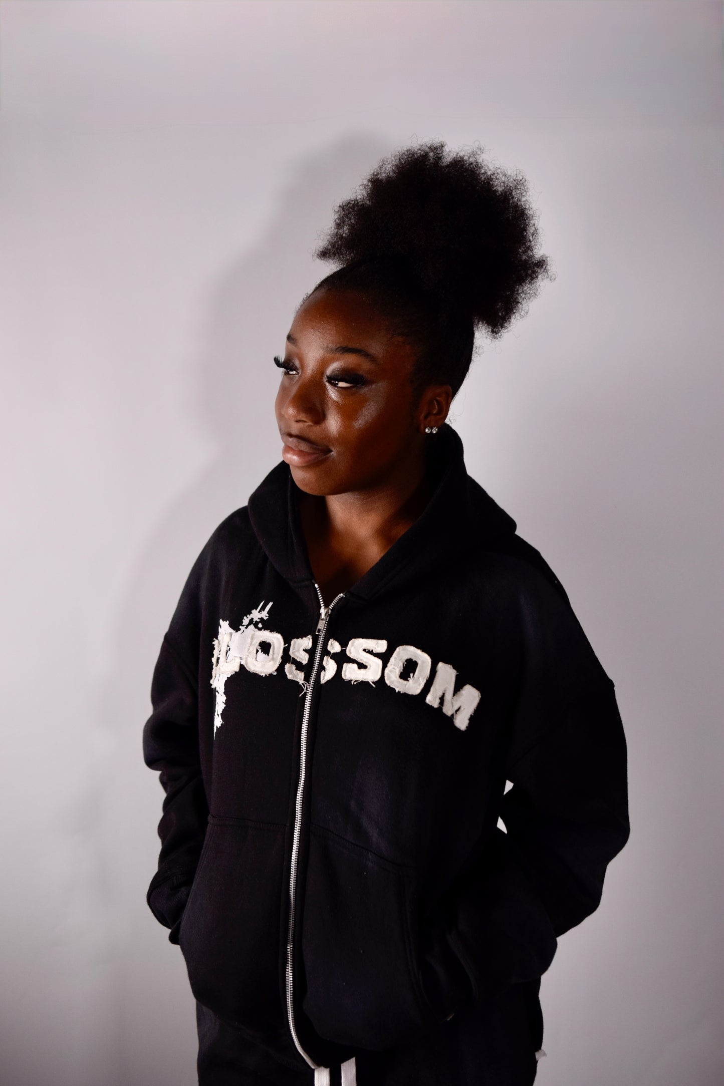 Black blossom zip-up