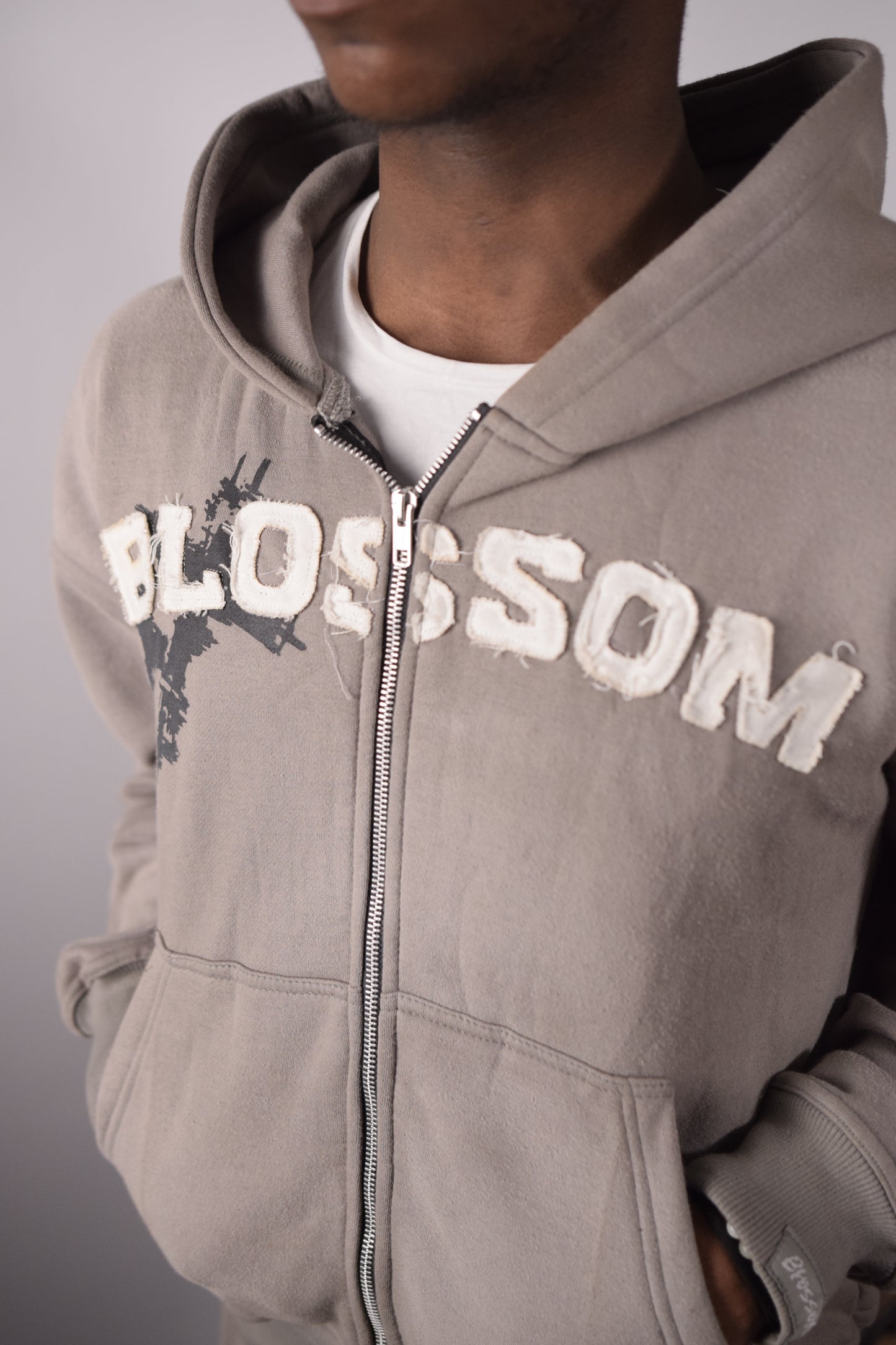 Grey blossom zip-up