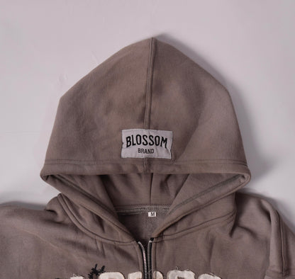 Grey blossom zip-up