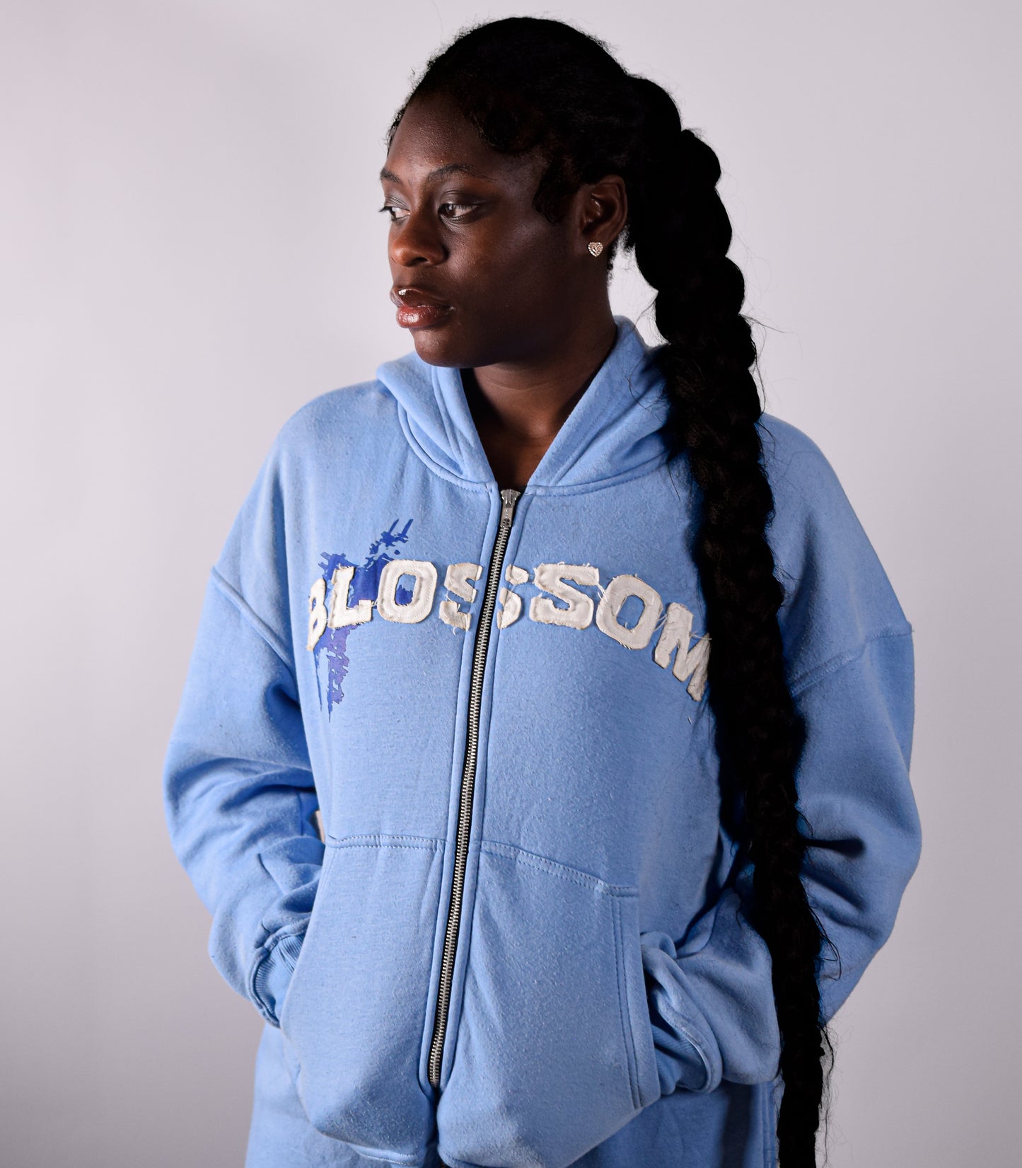 Blue blossom zip-up