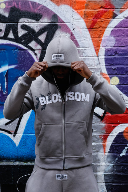Grey blossom zip-up