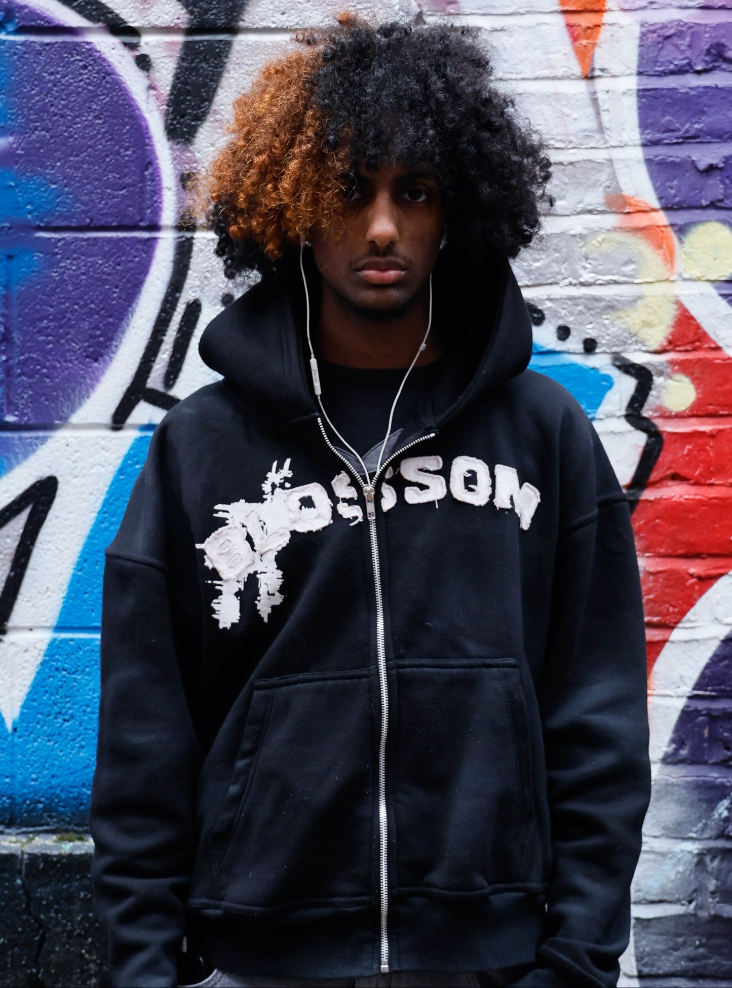 Black blossom zip-up