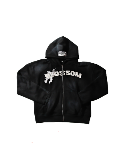 Black blossom zip-up