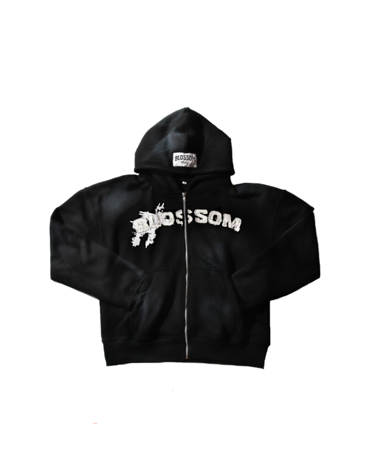 Black blossom zip-up