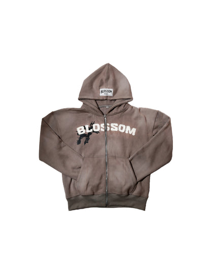 Grey blossom zip-up