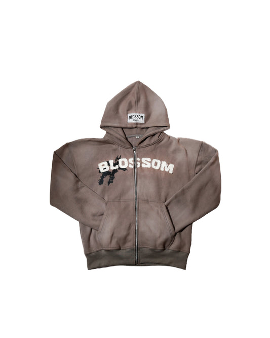 Grey blossom zip-up