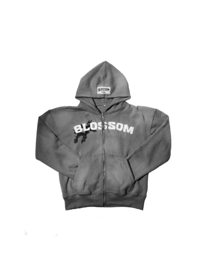 Grey blossom zip-up