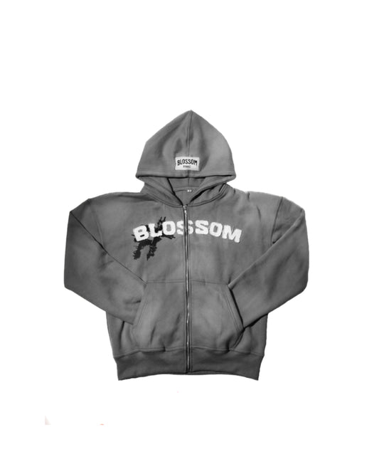 Grey blossom zip-up
